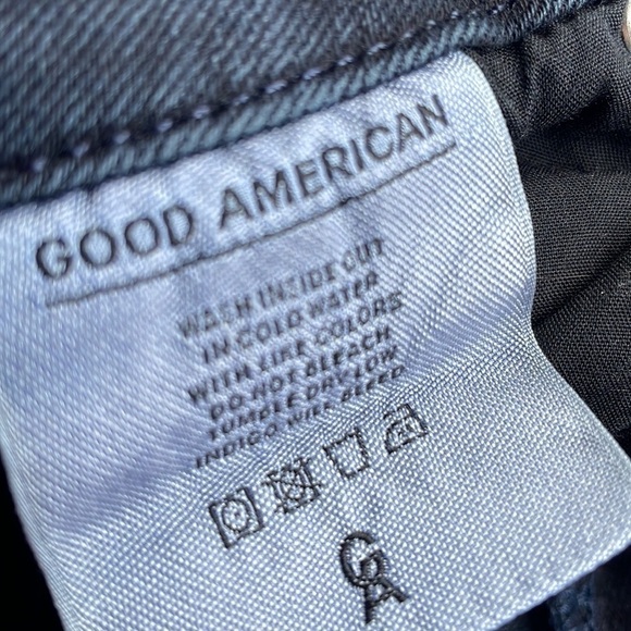 Good American Jeans Pants Good Legs Dark Blue Wash Denim Distressed Stretch 26 - Picture 5 of 7